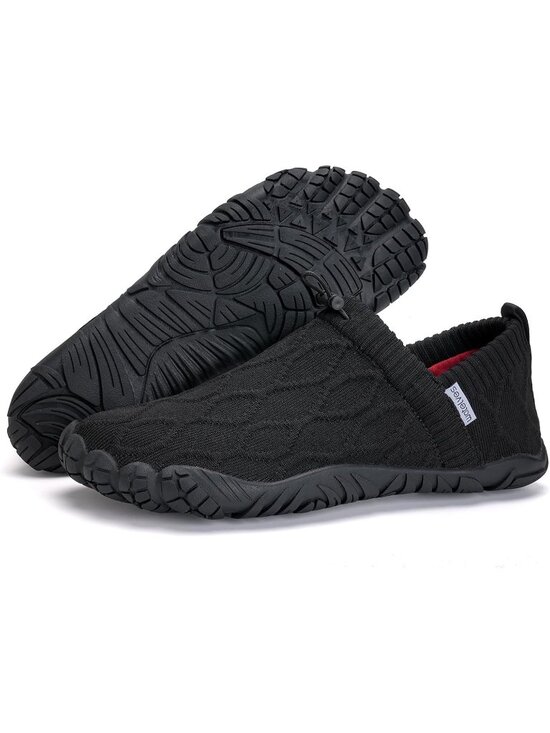 ?Men\'s Black Knit Pull on Comfortable Elastic Adjustable Non Slip Shoes main image 4